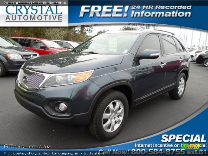 Pacific Blue / Black 2011 Kia Sorento LX