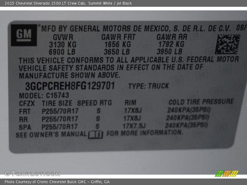 Summit White / Jet Black 2015 Chevrolet Silverado 1500 LT Crew Cab