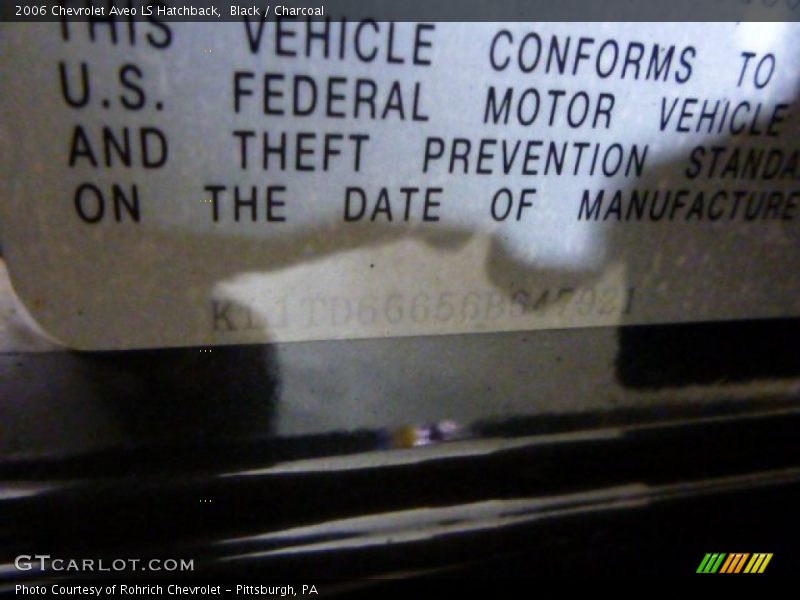 Black / Charcoal 2006 Chevrolet Aveo LS Hatchback