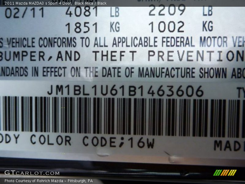 Black Mica / Black 2011 Mazda MAZDA3 s Sport 4 Door