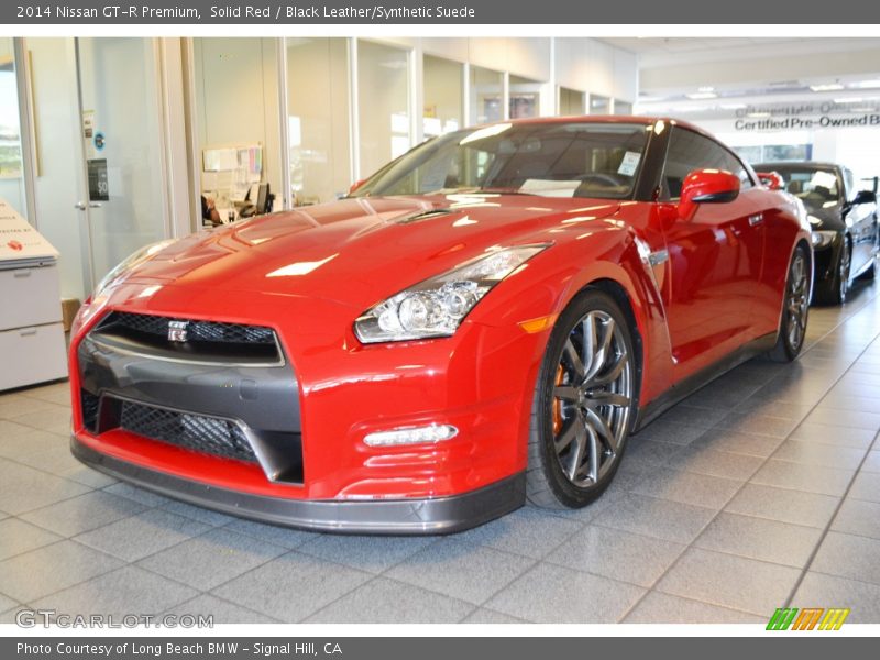 Solid Red / Black Leather/Synthetic Suede 2014 Nissan GT-R Premium