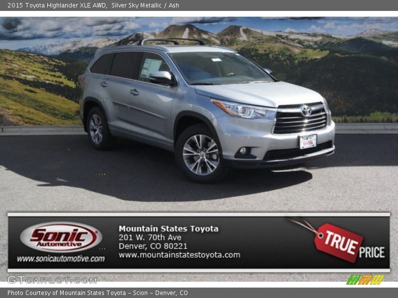 Silver Sky Metallic / Ash 2015 Toyota Highlander XLE AWD