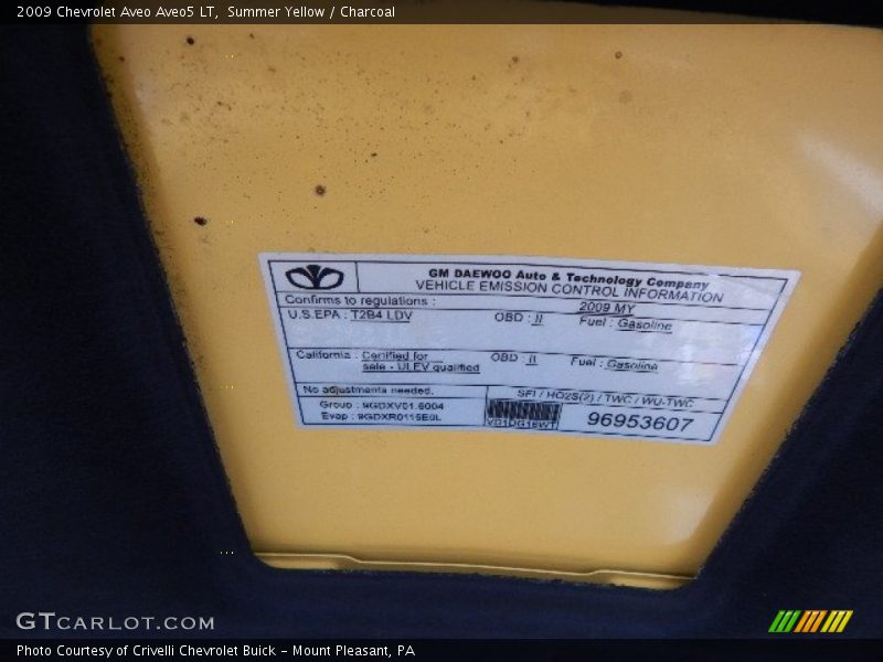 Summer Yellow / Charcoal 2009 Chevrolet Aveo Aveo5 LT