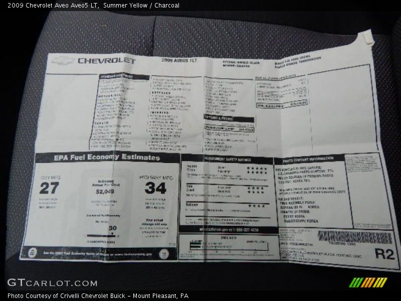 Summer Yellow / Charcoal 2009 Chevrolet Aveo Aveo5 LT