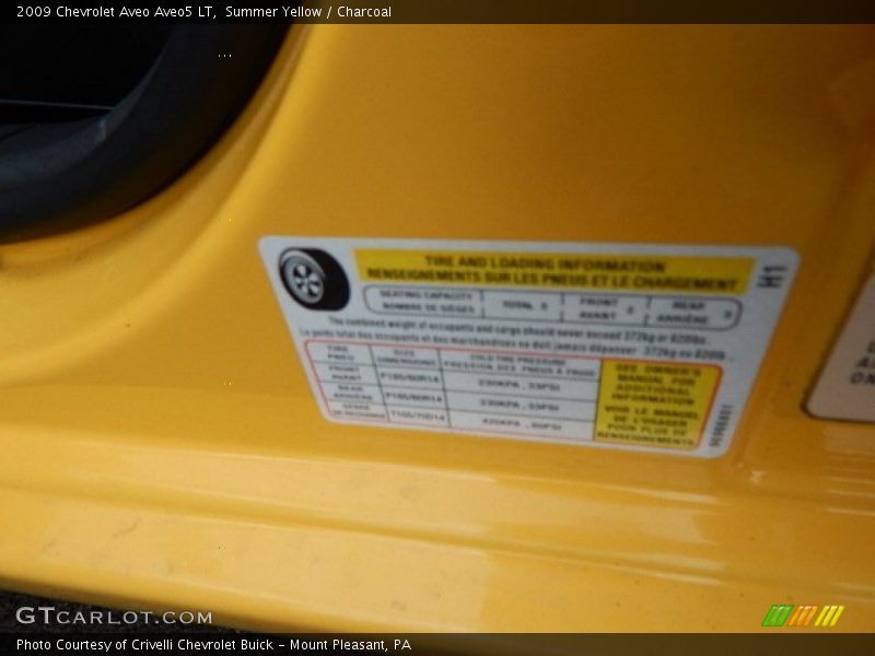 Summer Yellow / Charcoal 2009 Chevrolet Aveo Aveo5 LT