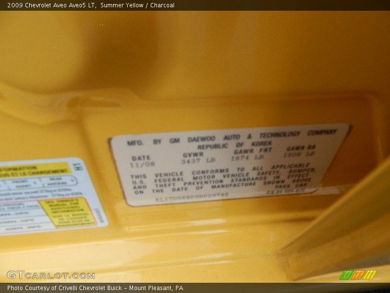 Summer Yellow / Charcoal 2009 Chevrolet Aveo Aveo5 LT