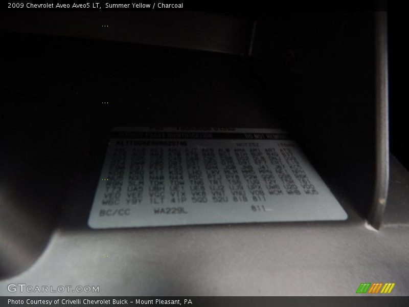 Summer Yellow / Charcoal 2009 Chevrolet Aveo Aveo5 LT