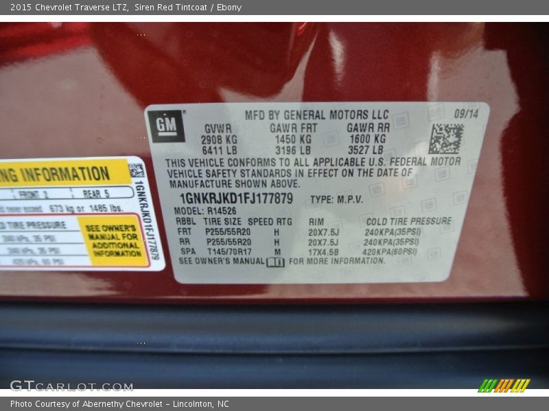 Siren Red Tintcoat / Ebony 2015 Chevrolet Traverse LTZ