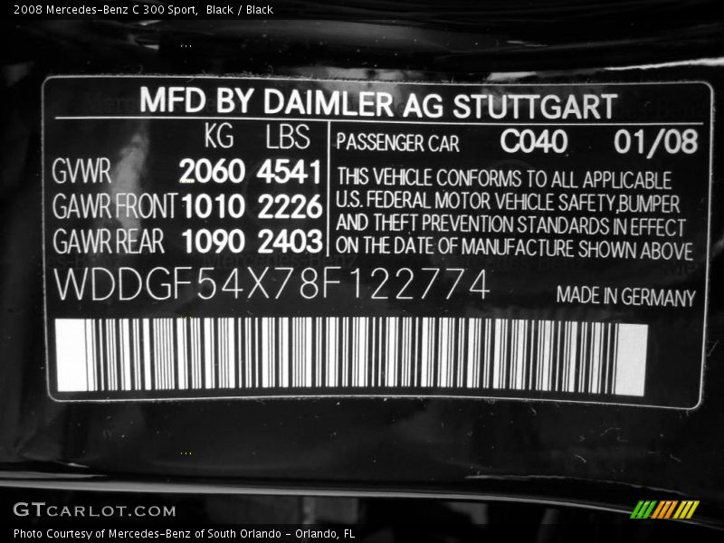 Black / Black 2008 Mercedes-Benz C 300 Sport