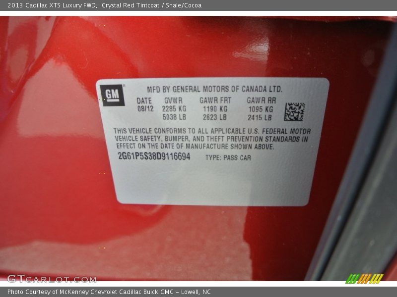 Crystal Red Tintcoat / Shale/Cocoa 2013 Cadillac XTS Luxury FWD