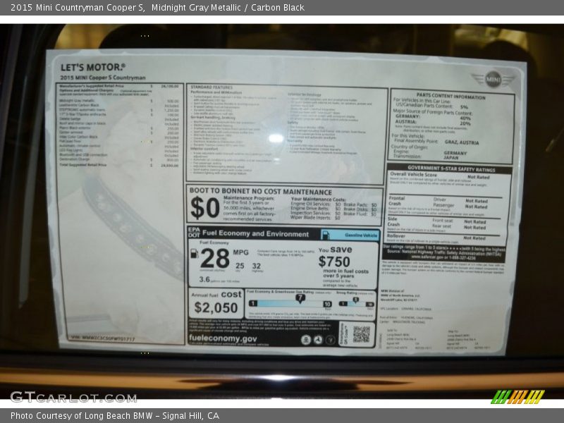  2015 Countryman Cooper S Window Sticker