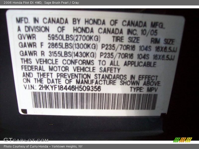 Sage Brush Pearl / Gray 2006 Honda Pilot EX 4WD