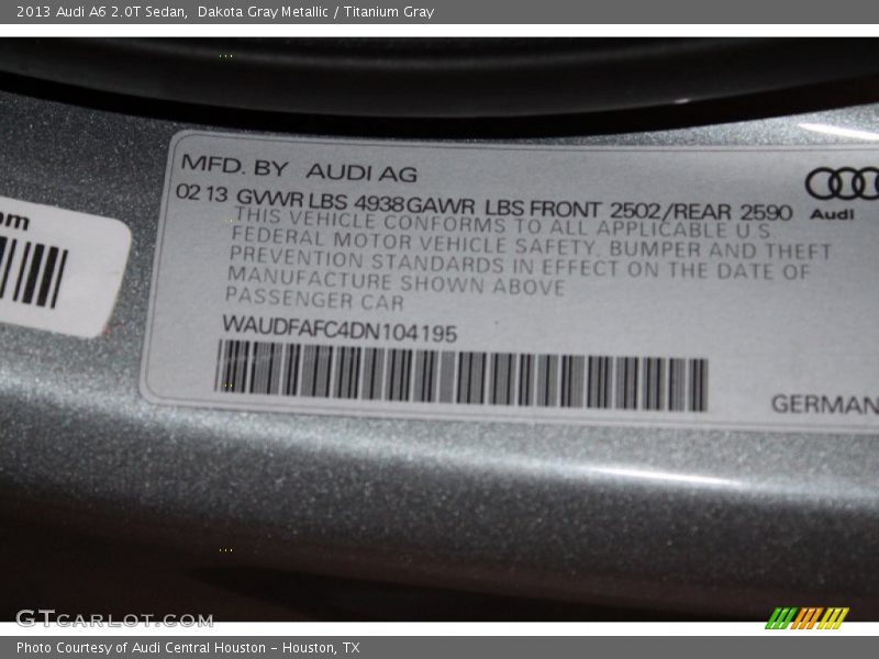Dakota Gray Metallic / Titanium Gray 2013 Audi A6 2.0T Sedan