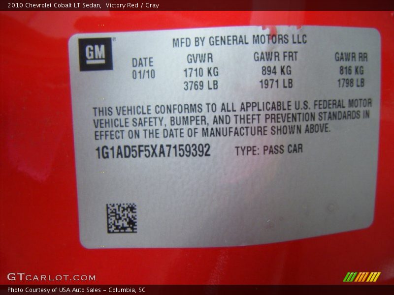 Victory Red / Gray 2010 Chevrolet Cobalt LT Sedan