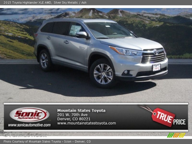 Silver Sky Metallic / Ash 2015 Toyota Highlander XLE AWD