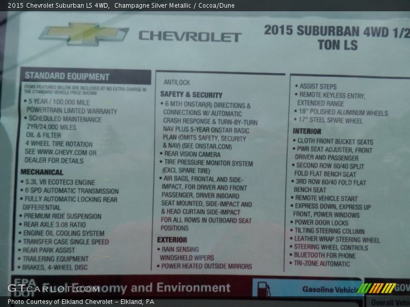 Champagne Silver Metallic / Cocoa/Dune 2015 Chevrolet Suburban LS 4WD
