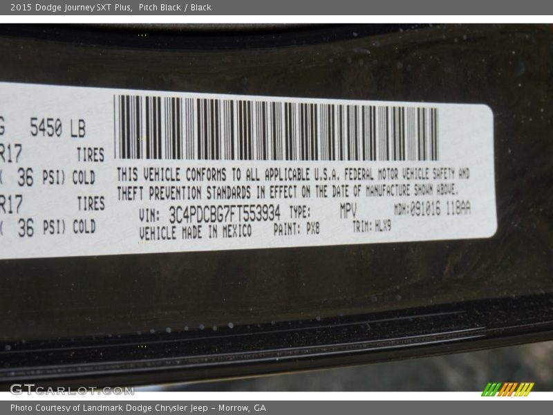 Pitch Black / Black 2015 Dodge Journey SXT Plus