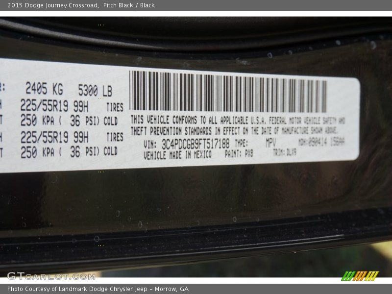 Pitch Black / Black 2015 Dodge Journey Crossroad