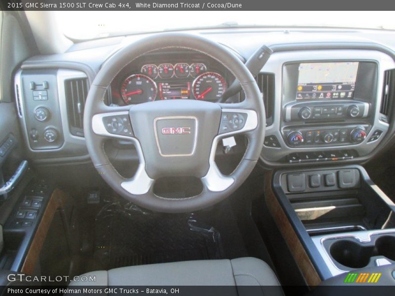 White Diamond Tricoat / Cocoa/Dune 2015 GMC Sierra 1500 SLT Crew Cab 4x4