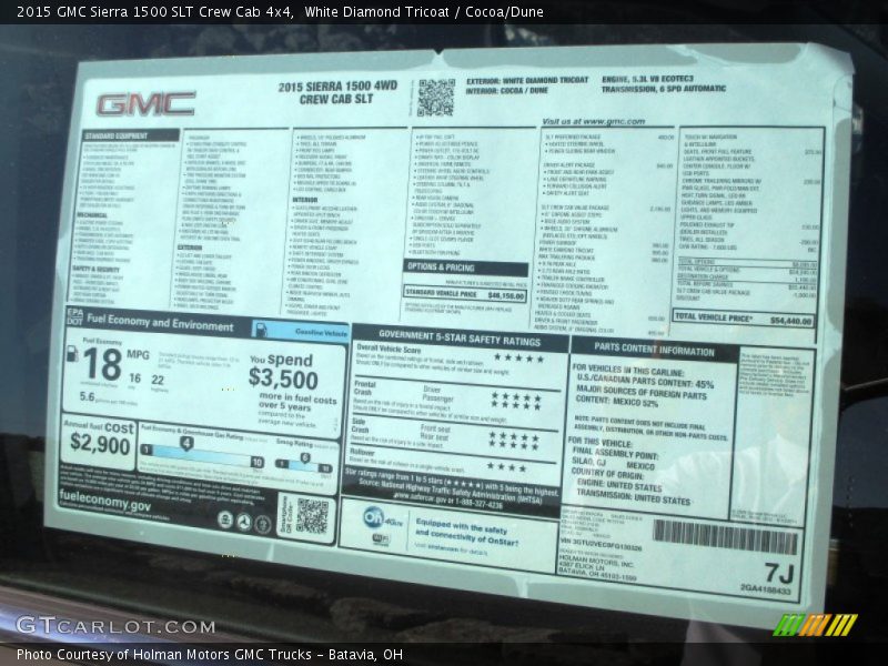  2015 Sierra 1500 SLT Crew Cab 4x4 Window Sticker