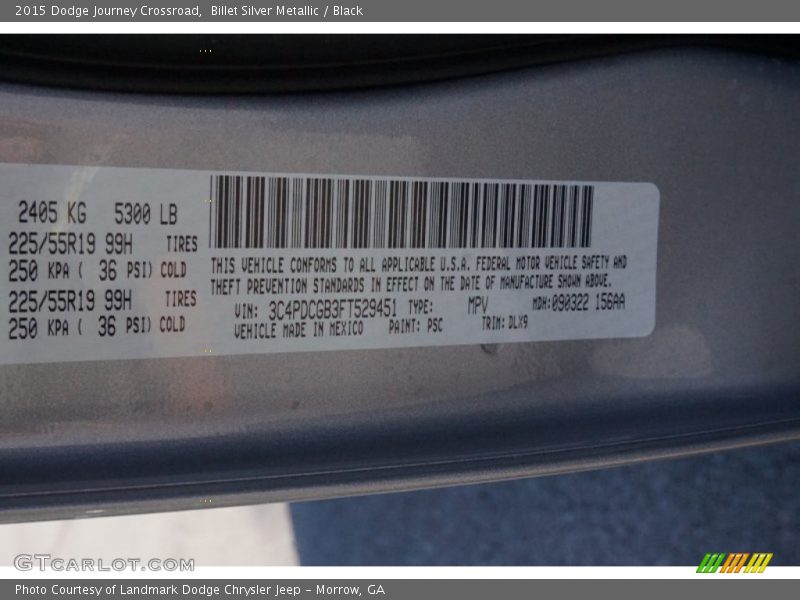 Billet Silver Metallic / Black 2015 Dodge Journey Crossroad
