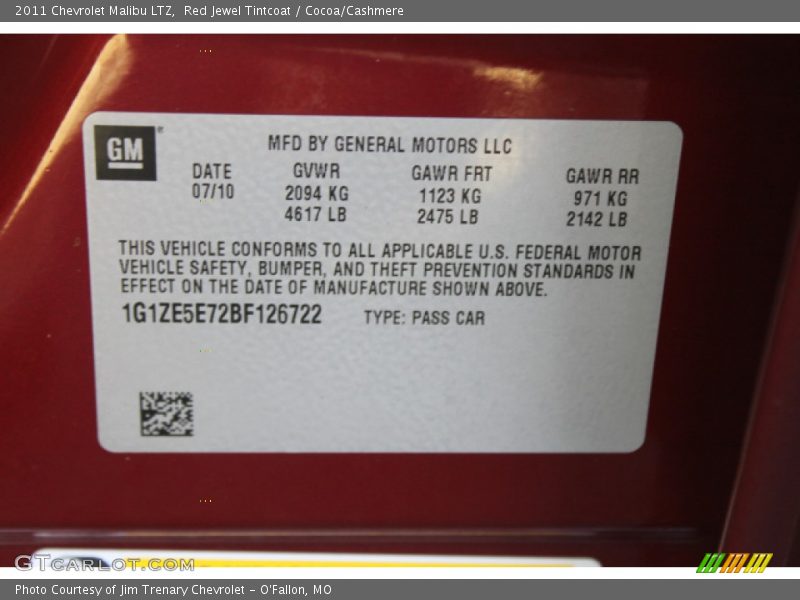 Red Jewel Tintcoat / Cocoa/Cashmere 2011 Chevrolet Malibu LTZ