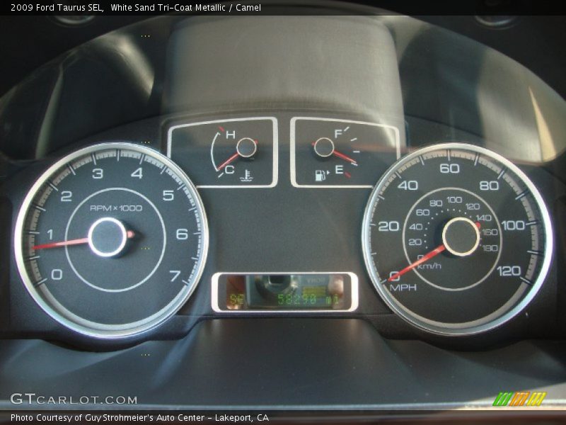 White Sand Tri-Coat Metallic / Camel 2009 Ford Taurus SEL