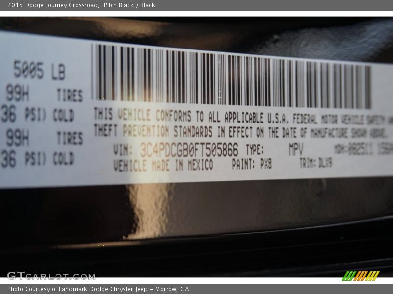 Pitch Black / Black 2015 Dodge Journey Crossroad