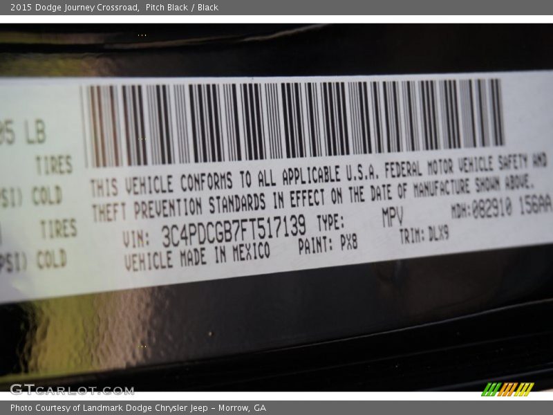 Pitch Black / Black 2015 Dodge Journey Crossroad