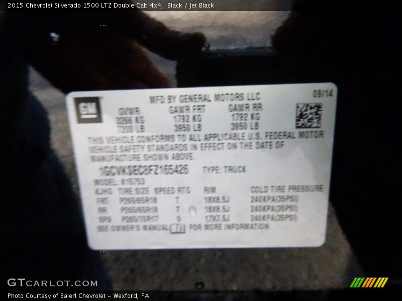 Black / Jet Black 2015 Chevrolet Silverado 1500 LTZ Double Cab 4x4