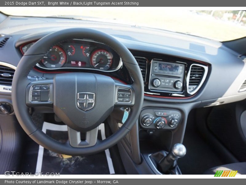 Bright White / Black/Light Tungsten Accent Stitching 2015 Dodge Dart SXT