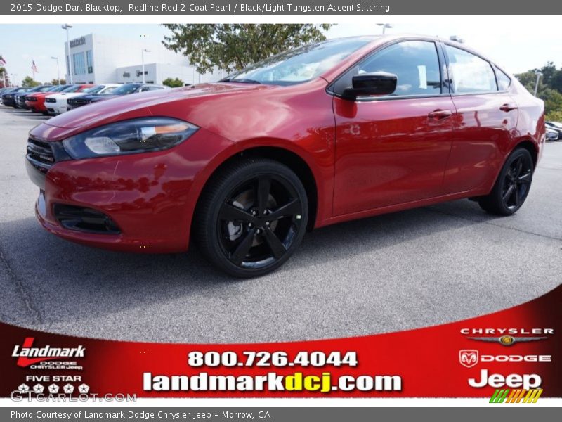 Redline Red 2 Coat Pearl / Black/Light Tungsten Accent Stitching 2015 Dodge Dart Blacktop