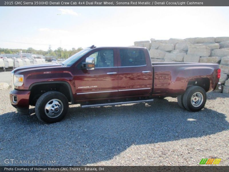 Sonoma Red Metallic / Denali Cocoa/Light Cashmere 2015 GMC Sierra 3500HD Denali Crew Cab 4x4 Dual Rear Wheel