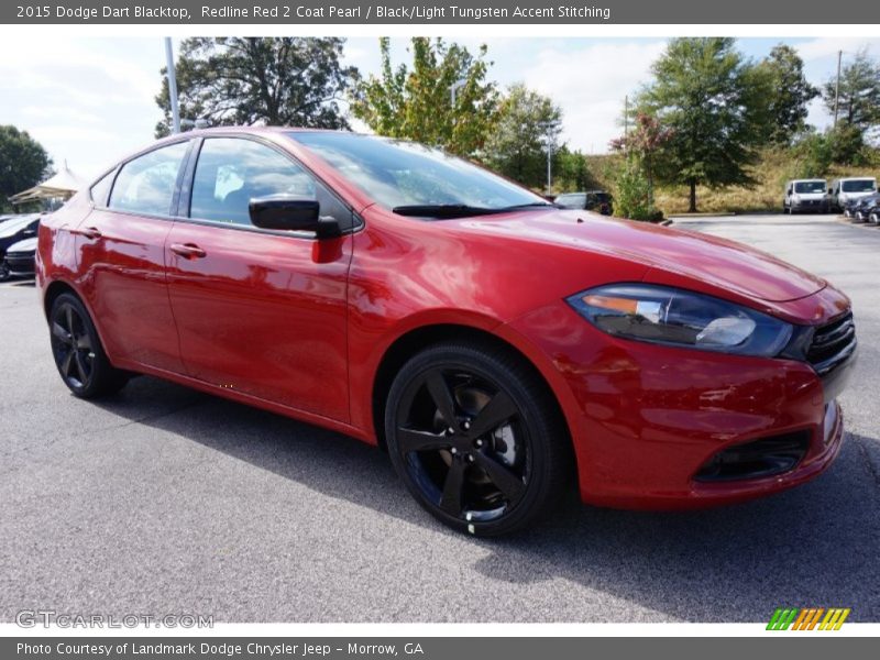 Redline Red 2 Coat Pearl / Black/Light Tungsten Accent Stitching 2015 Dodge Dart Blacktop