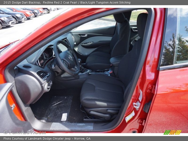 Redline Red 2 Coat Pearl / Black/Light Tungsten Accent Stitching 2015 Dodge Dart Blacktop