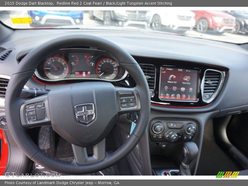Redline Red 2 Coat Pearl / Black/Light Tungsten Accent Stitching 2015 Dodge Dart Blacktop