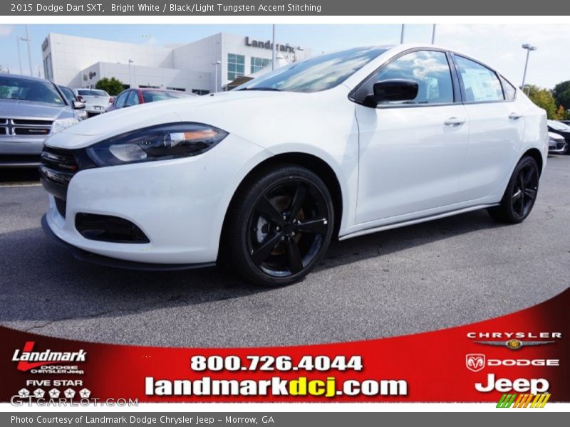 Bright White / Black/Light Tungsten Accent Stitching 2015 Dodge Dart SXT