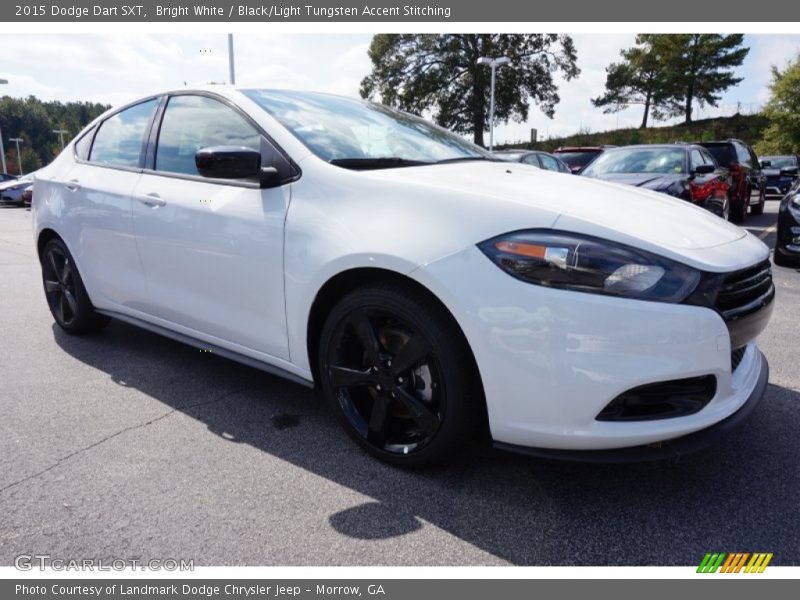 Bright White / Black/Light Tungsten Accent Stitching 2015 Dodge Dart SXT