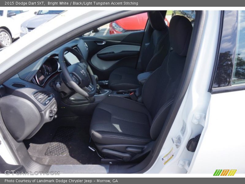 Bright White / Black/Light Tungsten Accent Stitching 2015 Dodge Dart SXT