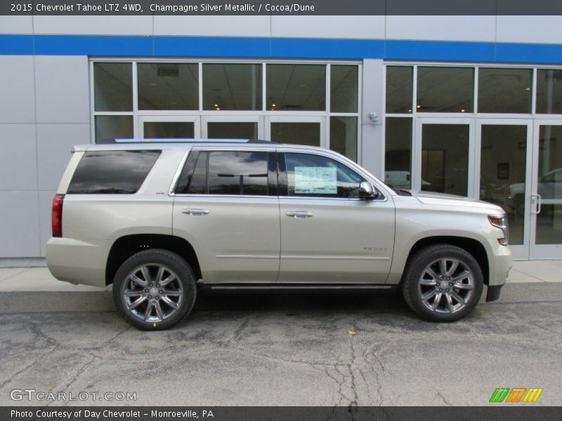 Champagne Silver Metallic / Cocoa/Dune 2015 Chevrolet Tahoe LTZ 4WD