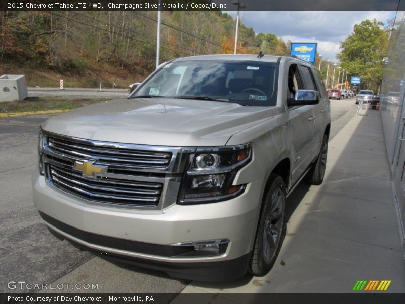 Champagne Silver Metallic / Cocoa/Dune 2015 Chevrolet Tahoe LTZ 4WD
