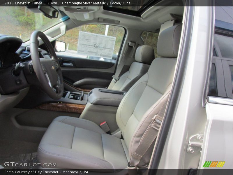 Champagne Silver Metallic / Cocoa/Dune 2015 Chevrolet Tahoe LTZ 4WD