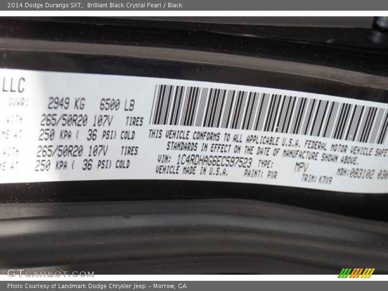 Brilliant Black Crystal Pearl / Black 2014 Dodge Durango SXT