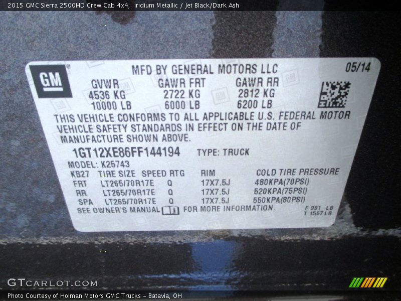 Iridium Metallic / Jet Black/Dark Ash 2015 GMC Sierra 2500HD Crew Cab 4x4