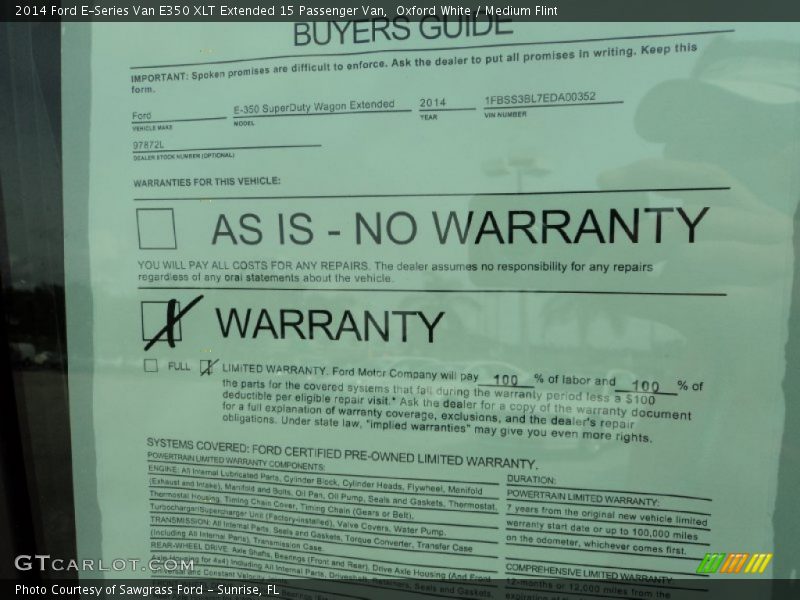 Oxford White / Medium Flint 2014 Ford E-Series Van E350 XLT Extended 15 Passenger Van