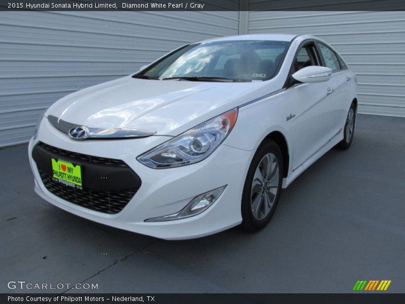 Diamond White Pearl / Gray 2015 Hyundai Sonata Hybrid Limited