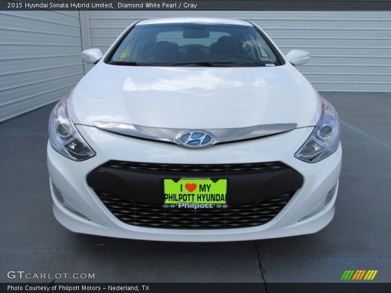 Diamond White Pearl / Gray 2015 Hyundai Sonata Hybrid Limited