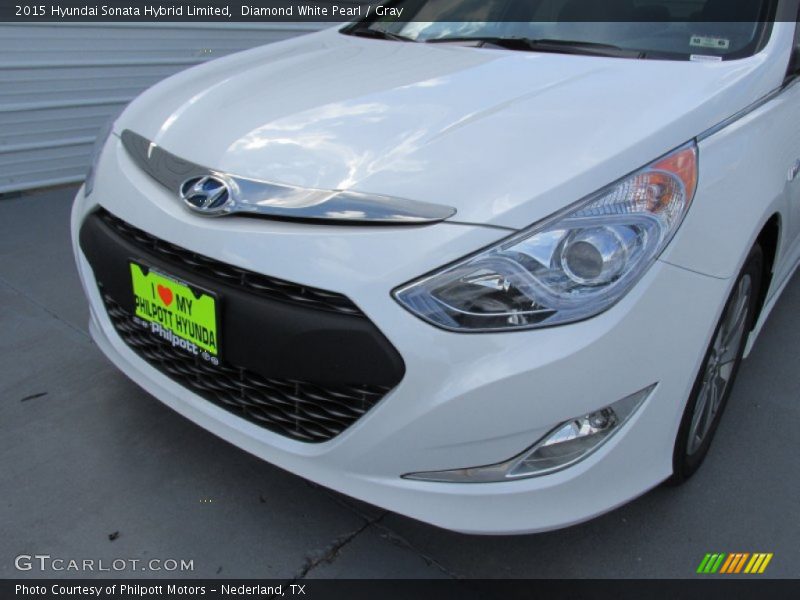 Diamond White Pearl / Gray 2015 Hyundai Sonata Hybrid Limited