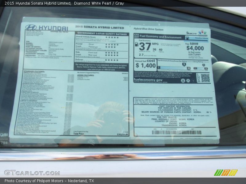  2015 Sonata Hybrid Limited Window Sticker