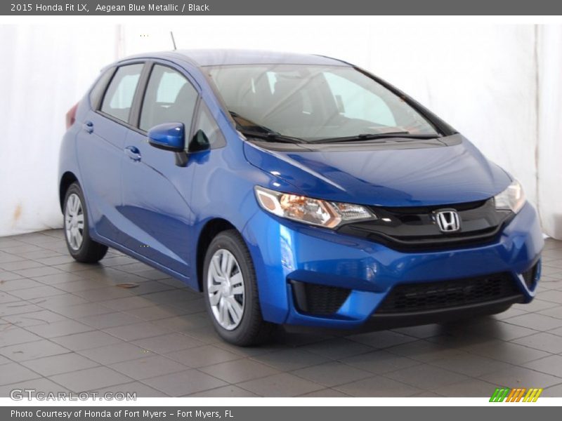 Aegean Blue Metallic / Black 2015 Honda Fit LX